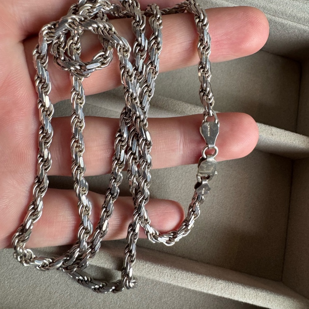 Beautiful Sterling Silver Rope Chain Necklace 31" Chain 40.0g